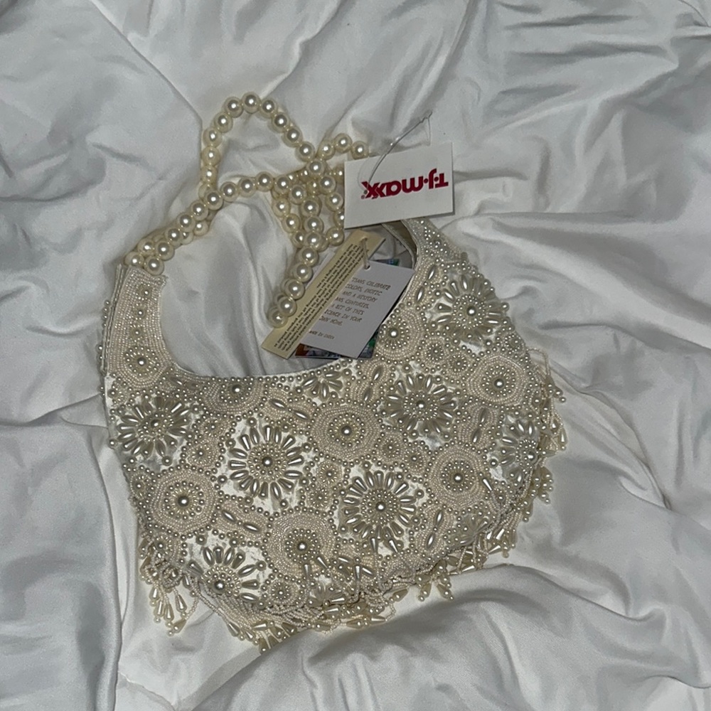 Viral TikTok TjMaxx Beaded Bag Elegant Cream Beaded Women's Bag